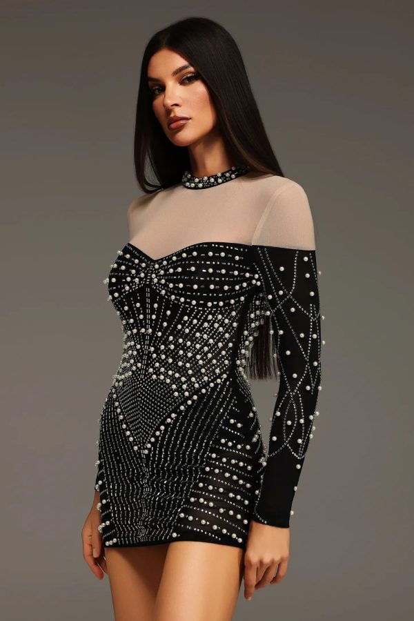 zavan long sleeves diamond pearl mini dress 14
