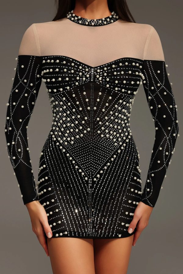 zavan long sleeves diamond pearl mini dress 15
