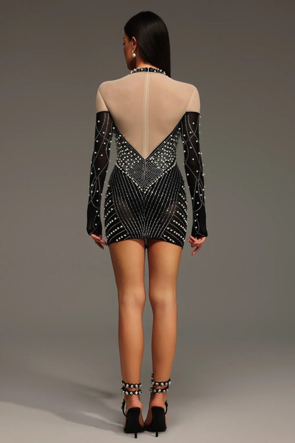 zavan long sleeves diamond pearl mini dress 16