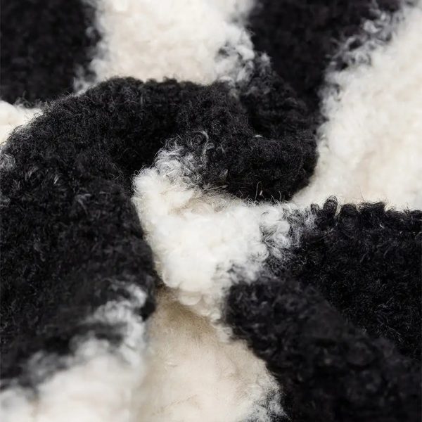black & white stripe faux lambs wool soft dog & cat sofa bed 14