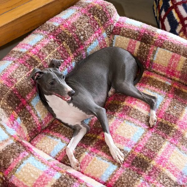 cozy plaid faux lambs wool washable dog & cat sofa bed 17