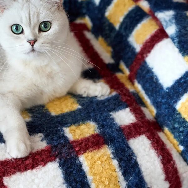 cozy plaid faux lambs wool washable dog & cat sofa bed 20