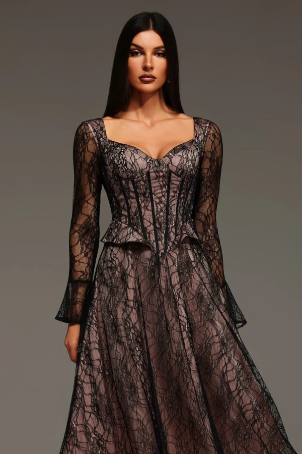fabia long sleeve lace lacing maxi dress 12