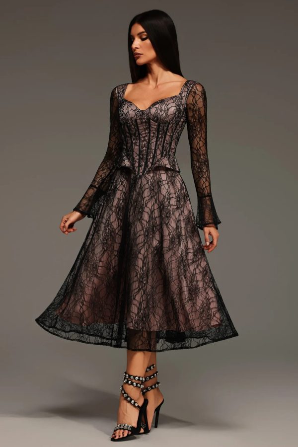 fabia long sleeve lace lacing maxi dress 15