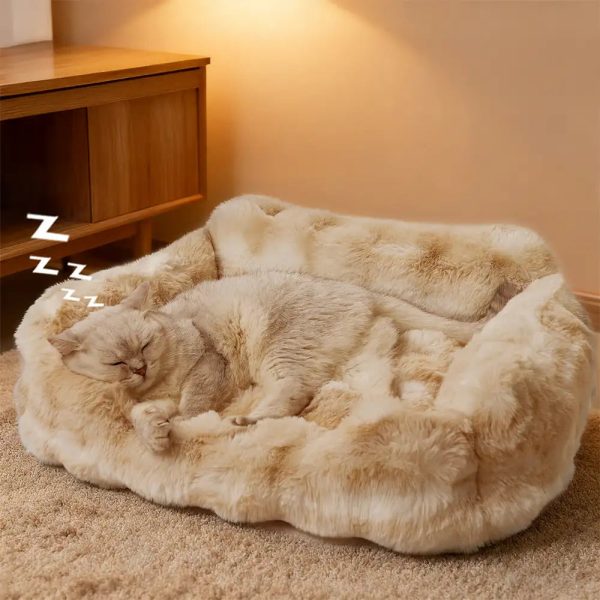faux rabbit velvet fluffy soft dog & cat sofa bed 12