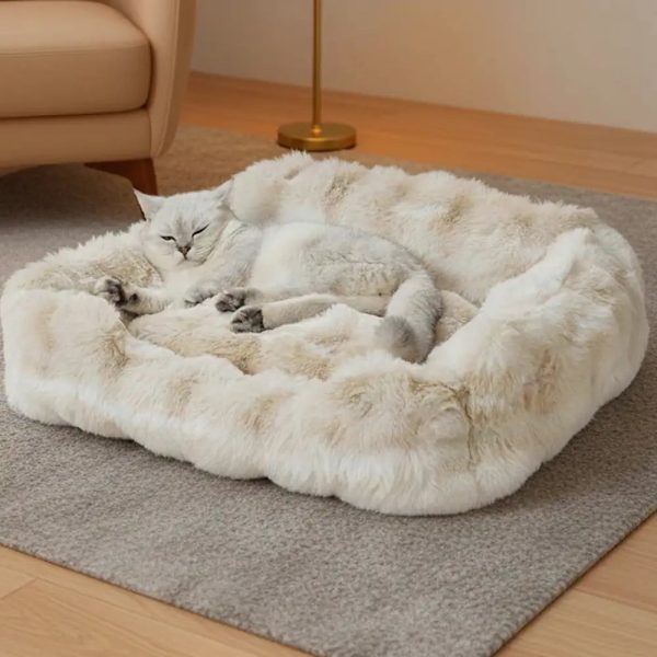 faux rabbit velvet fluffy soft dog & cat sofa bed 14