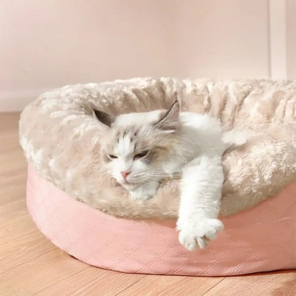 fluffy faux rabbit fur warm donut dog & cat bed 17