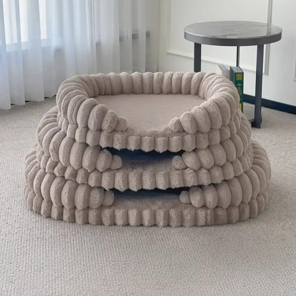 fluffy thickened warm oval calming comfort dog sofa bed 14