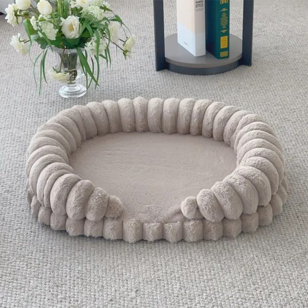 fluffy thickened warm oval calming comfort dog sofa bed 15