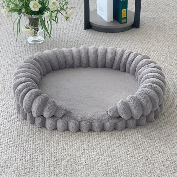 fluffy thickened warm oval calming comfort dog sofa bed 16