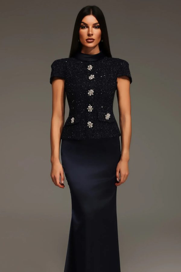 isabeau short sleeve round neck maxi two piece set 12