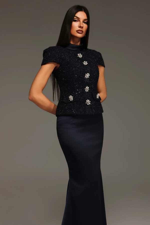 isabeau short sleeve round neck maxi two piece set 14