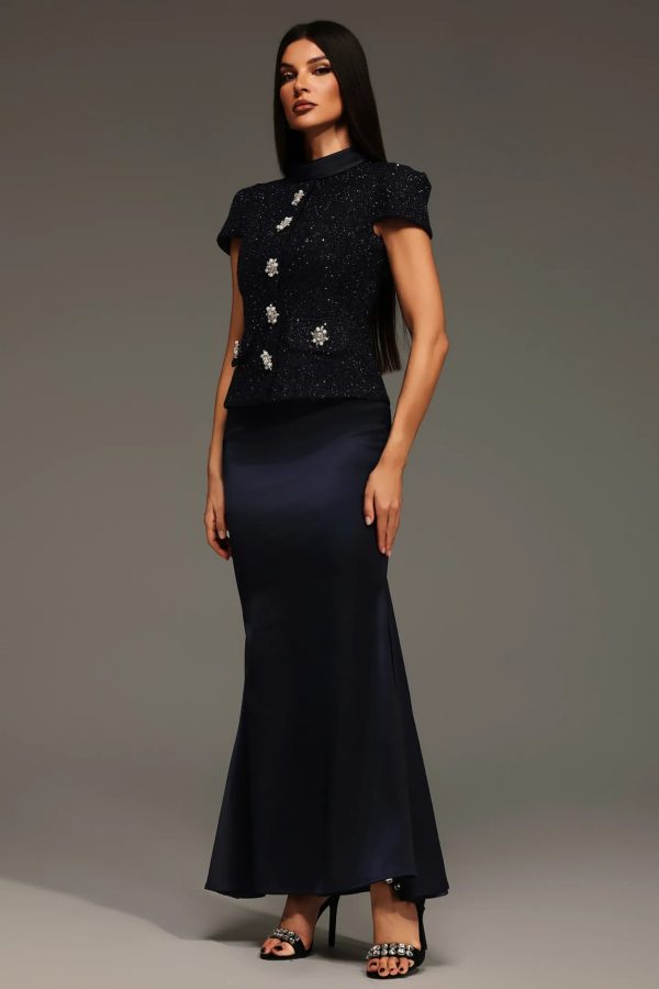 isabeau short sleeve round neck maxi two piece set 15