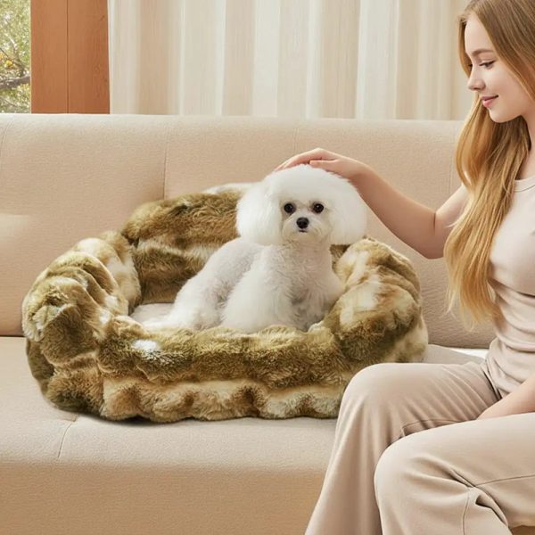 jungle secret tie dye plush cozy dog & cat sofa bed 15