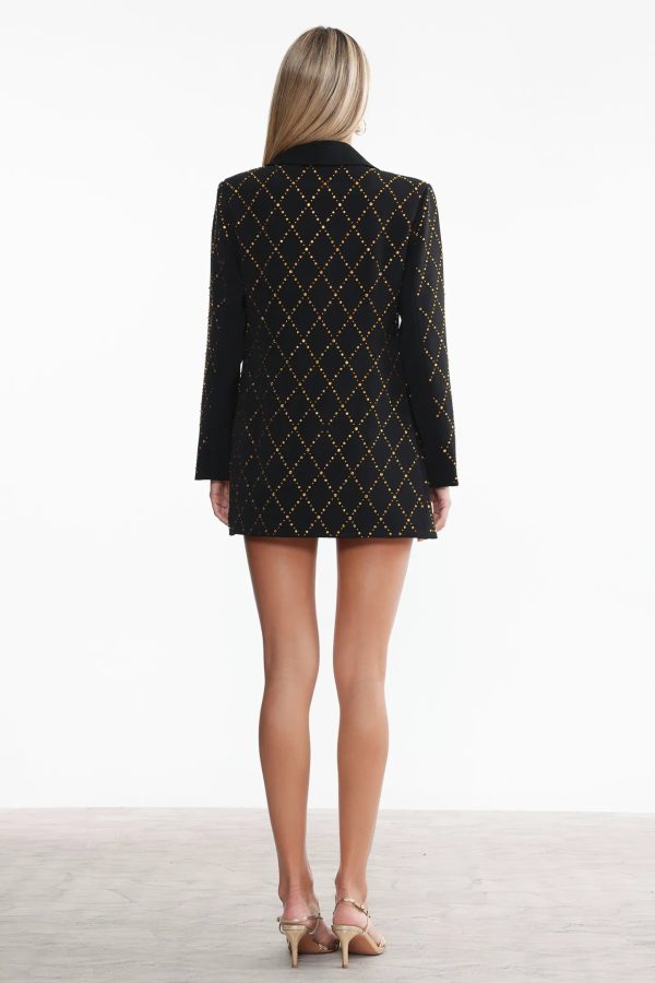 lalie rhinestone argyle blazer in black 16