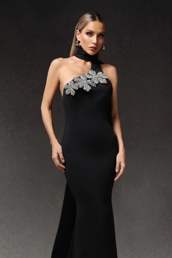 luva one shoulder flower bandage maxi dress 14