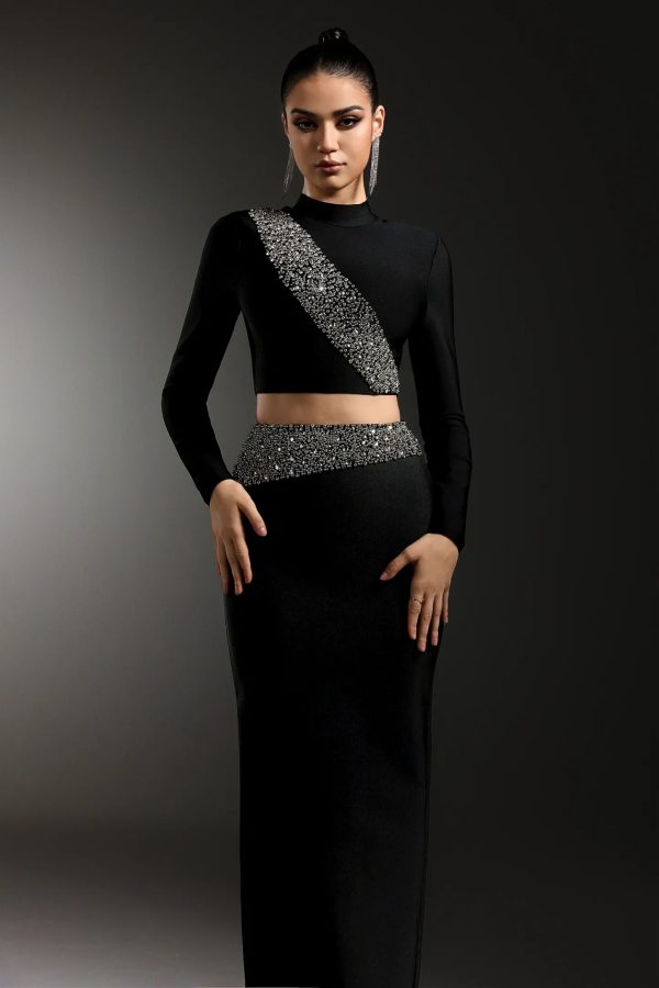 mia long sleeves diamond bandage maxi two piece set 12