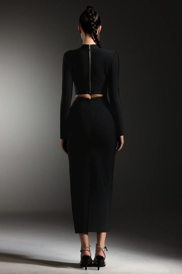 mia long sleeves diamond bandage maxi two piece set 16