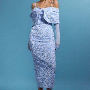 milena sleeveless off the shoulder long sleeves bow maxi dress 11