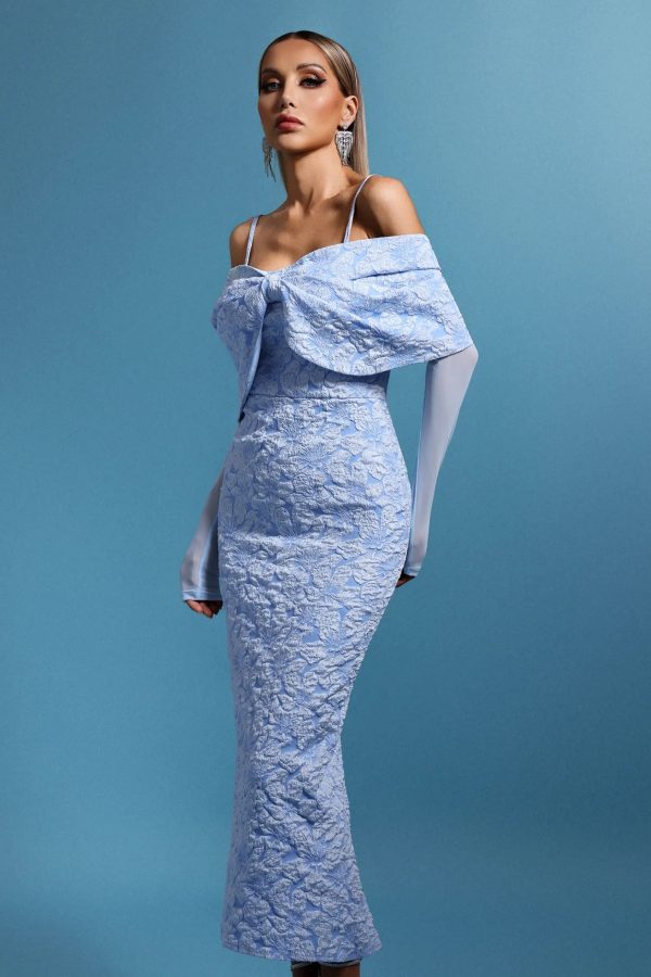 milena sleeveless off the shoulder long sleeves bow maxi dress 15