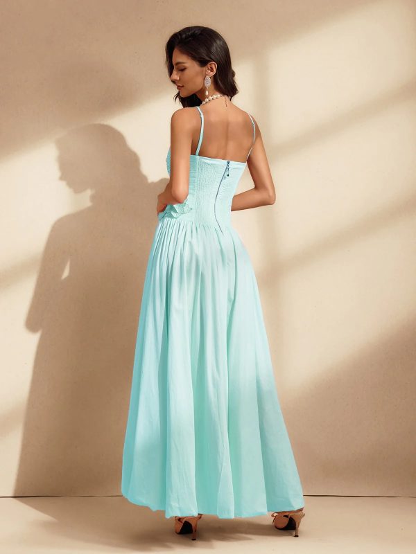 nefret spaghetti flower maxi dress in mint 16