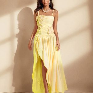 nefret spaghetti flower maxi dress in yellow 11 nefret spaghetti flower maxi dress in yellow 11