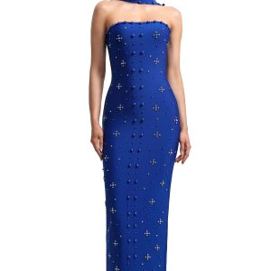 nesya sleeveless pearl bandage maxi dress in blue 11