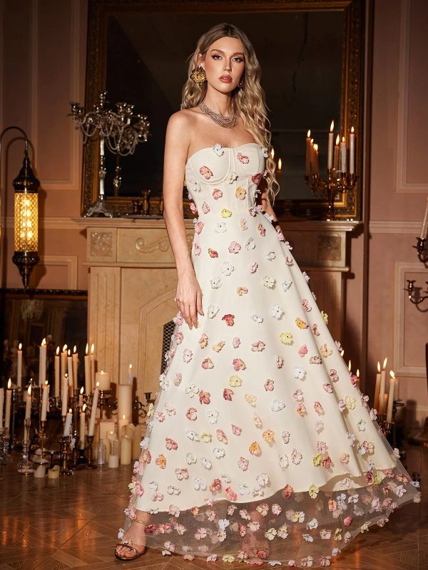 orli strapless flower maxi dress 13