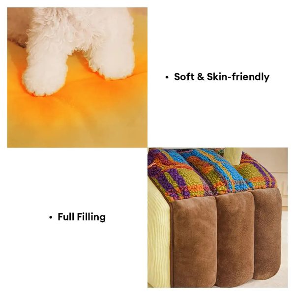 plaid retro cozy cave style warm deep sleeping dog & cat bed 18