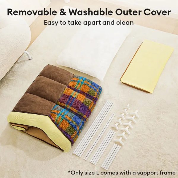 plaid retro cozy cave style warm deep sleeping dog & cat bed 19