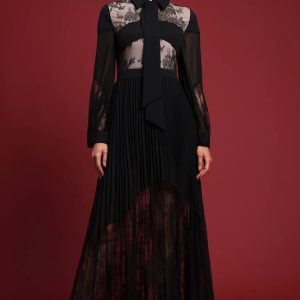 raldris lace pleated maxi dress 100
