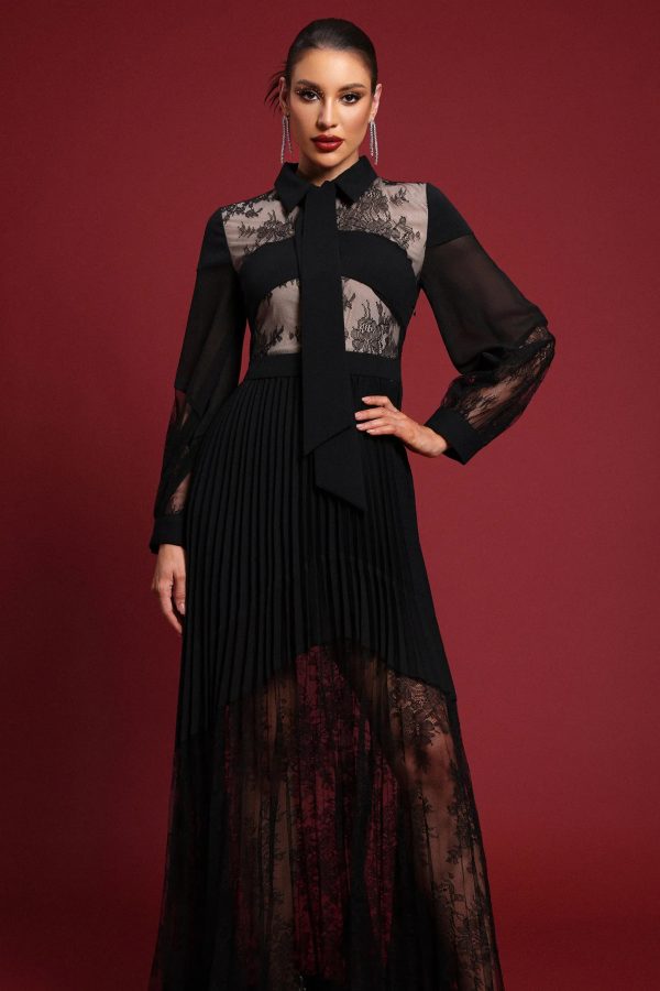 raldris lace pleated maxi dress 200