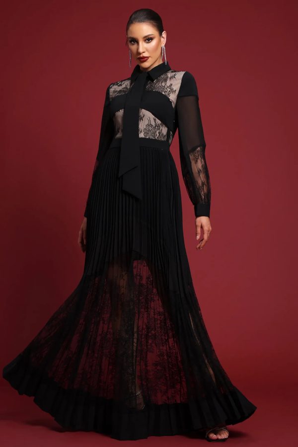 raldris lace pleated maxi dress 400