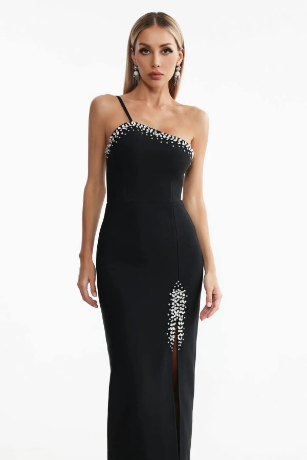 roto sleeveless rhinestone high slit bandage maxi dress 12