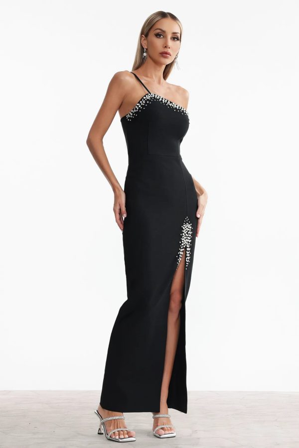 roto sleeveless rhinestone high slit bandage maxi dress 15