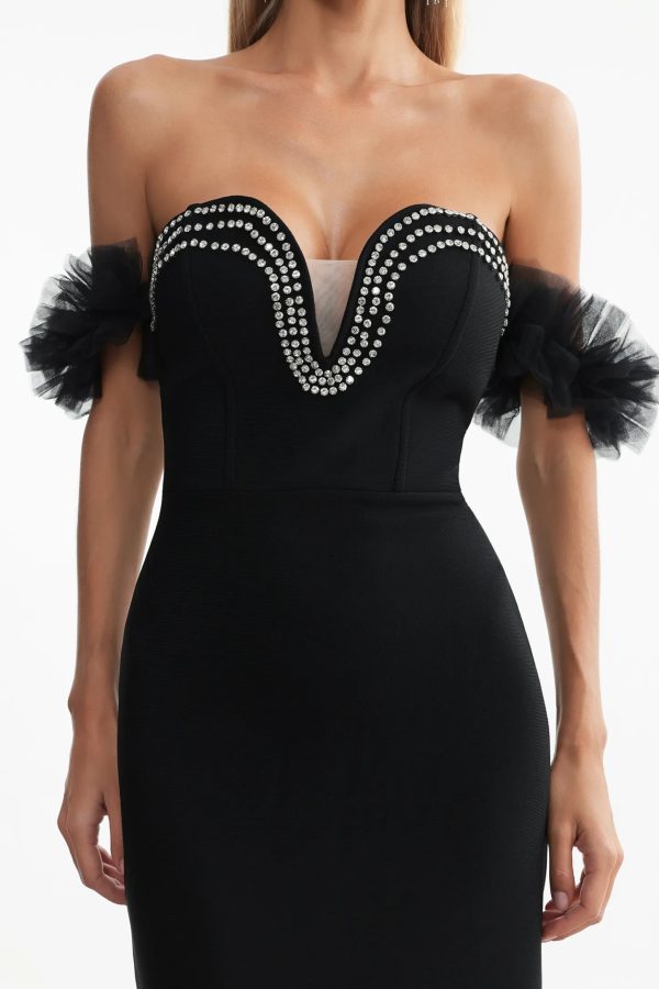 sarna off shoulder rhinestone bandage maxi dress 13