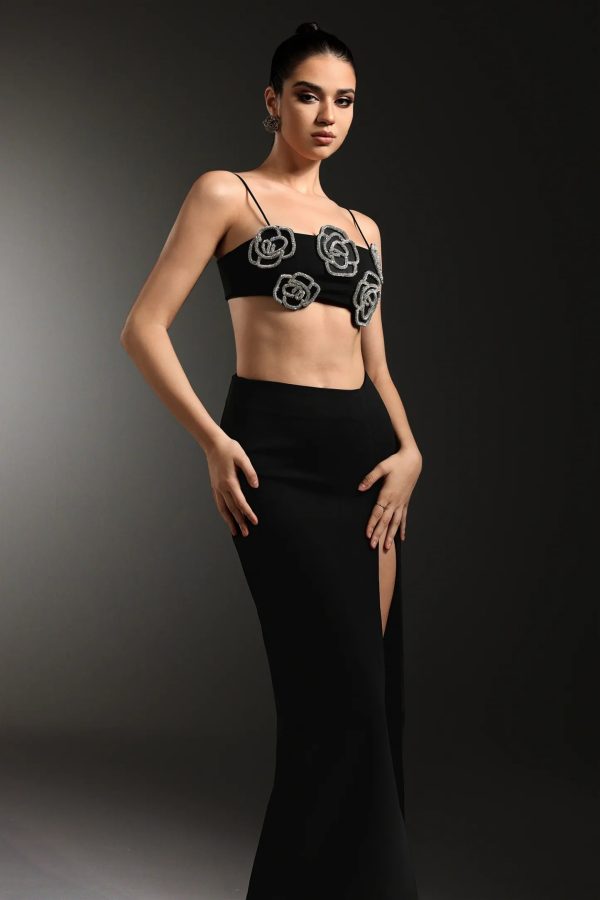 shaylah sleeveless flower slit bandage maxi two piece set 14