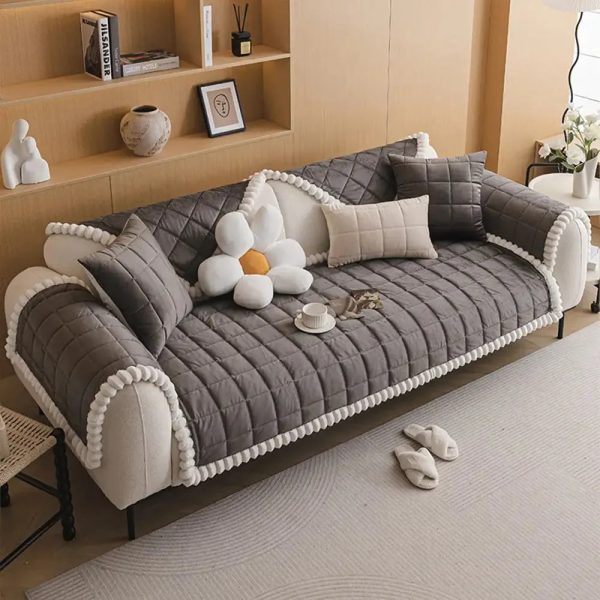 square short plush simple sofa protection non slip sofa cover 13