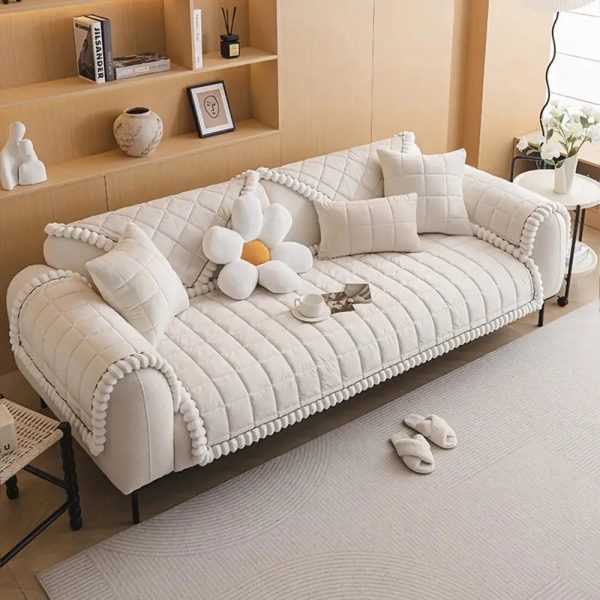 square short plush simple sofa protection non slip sofa cover 14