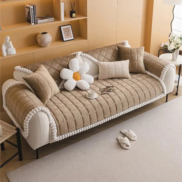 square short plush simple sofa protection non slip sofa cover 15