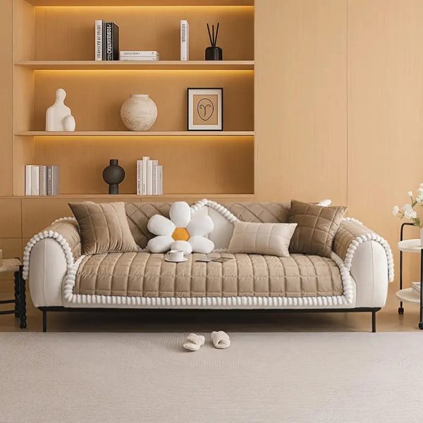 square short plush simple sofa protection non slip sofa cover 19
