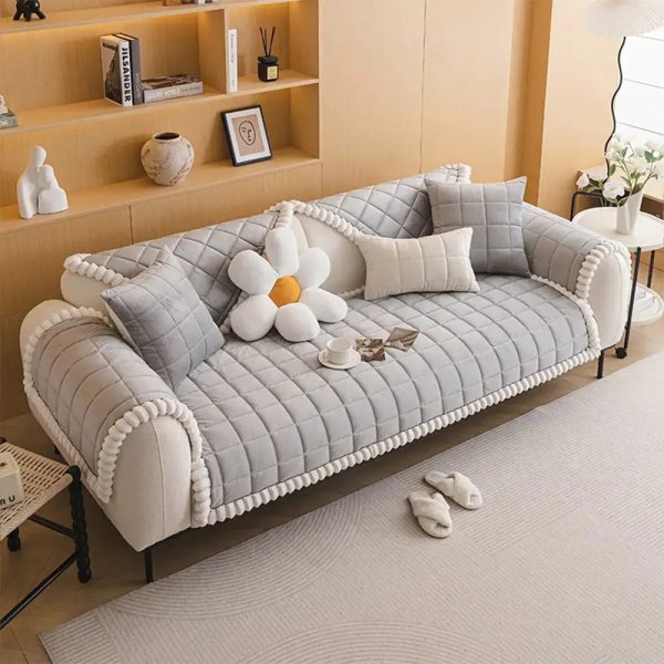 square short plush simple sofa protection non slip sofa cover 21