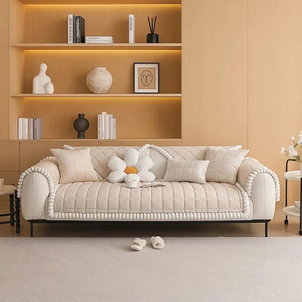 square short plush simple sofa protection non slip sofa cover 27