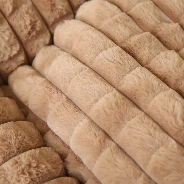 square striped short plush fluffy dog bed 15
