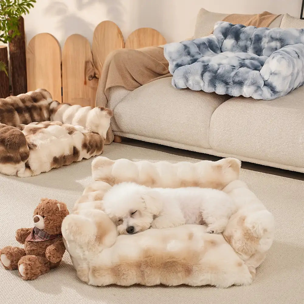 tie dye color fluffy plush lazy comfortable dog & cat sofa bed 11
