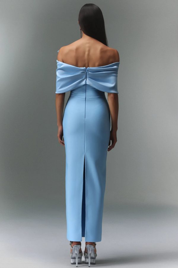 uara off the shoulder bow bandage maxi dress 16