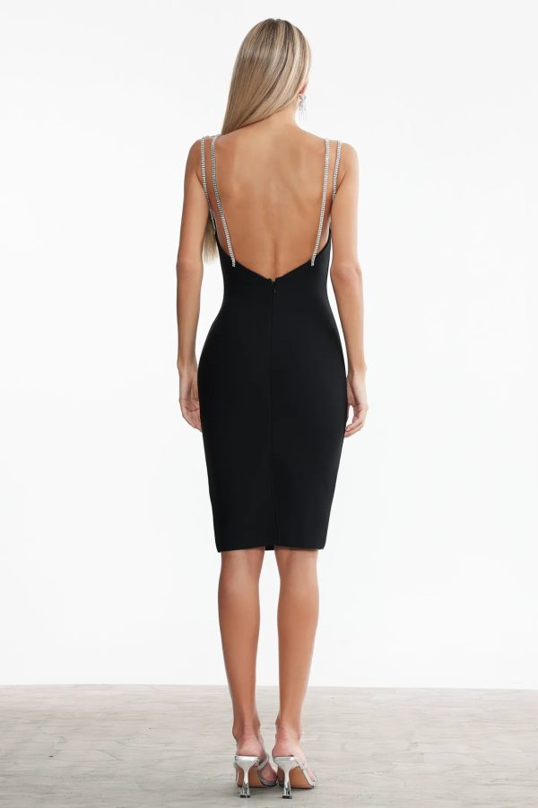 ulasa sleeveless backless rhinestone bandage midi dress 16