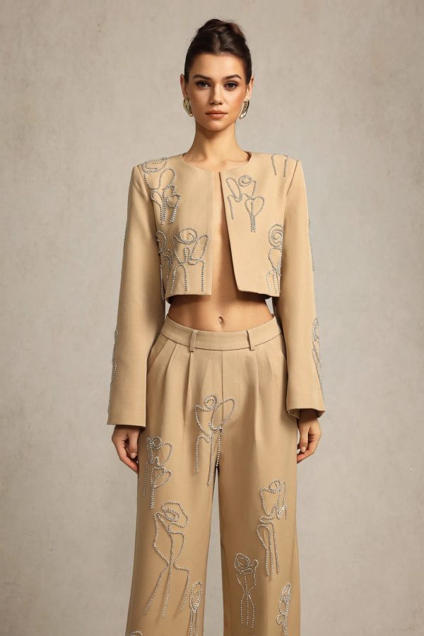 uzaco long sleeves diamond top & pants two piece set 12