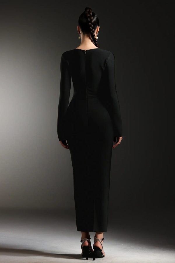vinly long sleeves diamond bandage maxi dress 16