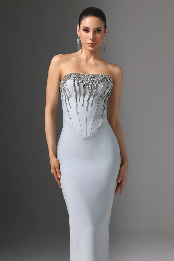 zambezi strapless beaded bandage maxi dress 12